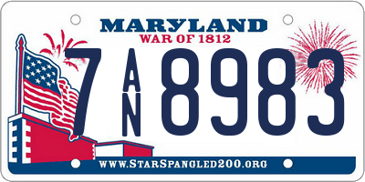 MD license plate 7AN8983