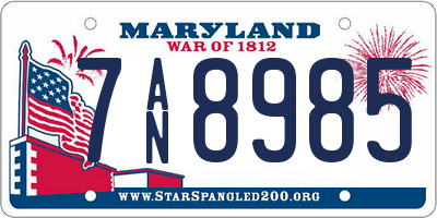 MD license plate 7AN8985