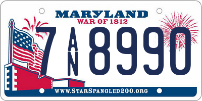MD license plate 7AN8990