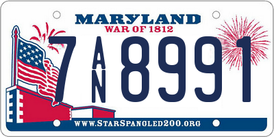 MD license plate 7AN8991