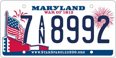 MD license plate 7AN8992
