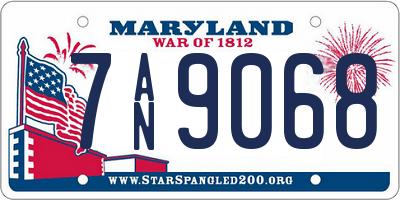 MD license plate 7AN9068