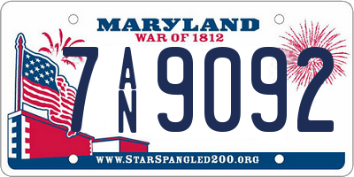 MD license plate 7AN9092