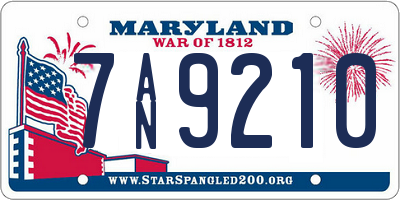 MD license plate 7AN9210