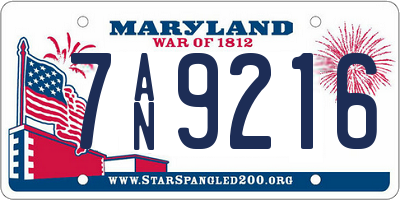 MD license plate 7AN9216