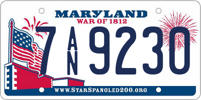 MD license plate 7AN9230