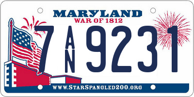 MD license plate 7AN9231