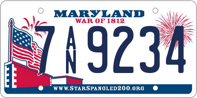 MD license plate 7AN9234