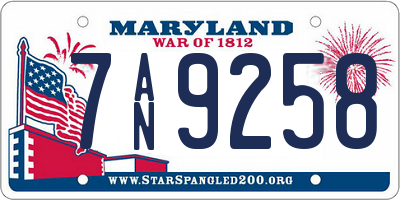 MD license plate 7AN9258