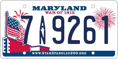 MD license plate 7AN9261