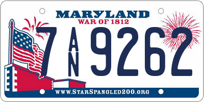 MD license plate 7AN9262