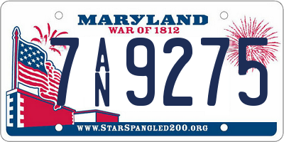 MD license plate 7AN9275