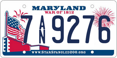 MD license plate 7AN9276