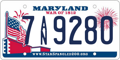MD license plate 7AN9280