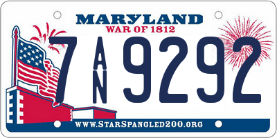 MD license plate 7AN9292
