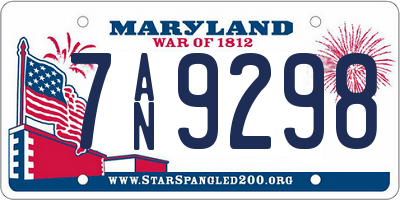 MD license plate 7AN9298