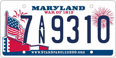 MD license plate 7AN9310