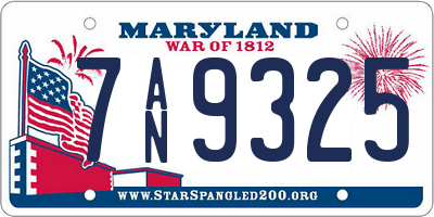MD license plate 7AN9325