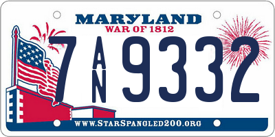 MD license plate 7AN9332