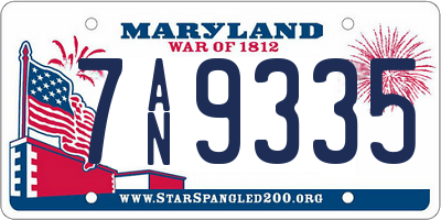 MD license plate 7AN9335