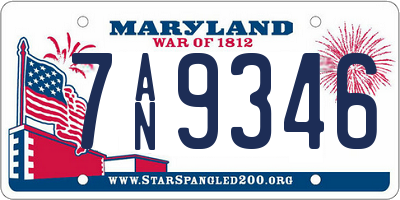 MD license plate 7AN9346