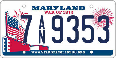 MD license plate 7AN9353