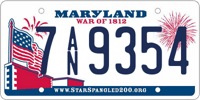 MD license plate 7AN9354