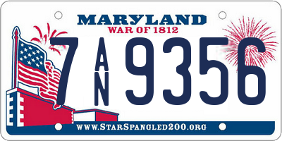 MD license plate 7AN9356