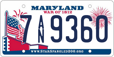 MD license plate 7AN9360