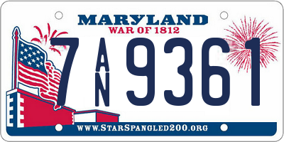 MD license plate 7AN9361