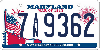 MD license plate 7AN9362