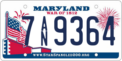 MD license plate 7AN9364