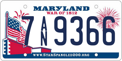MD license plate 7AN9366