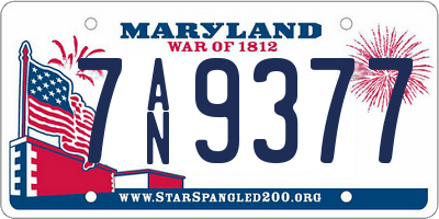MD license plate 7AN9377
