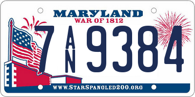MD license plate 7AN9384