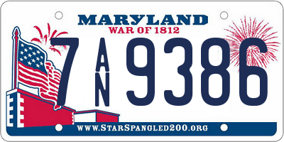 MD license plate 7AN9386