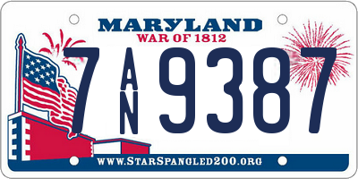 MD license plate 7AN9387