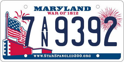 MD license plate 7AN9392
