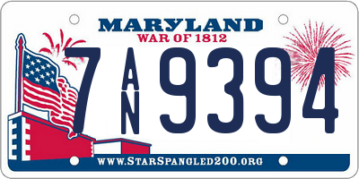 MD license plate 7AN9394