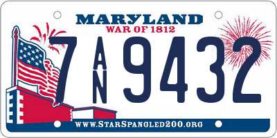 MD license plate 7AN9432