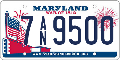 MD license plate 7AN9500