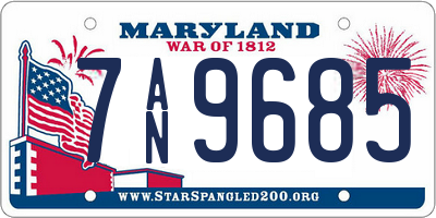 MD license plate 7AN9685