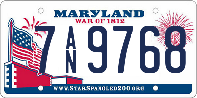 MD license plate 7AN9768