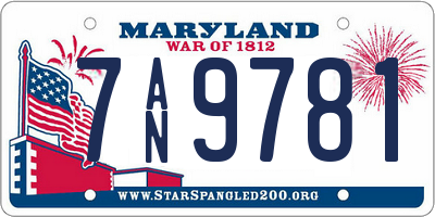MD license plate 7AN9781