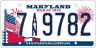 MD license plate 7AN9782