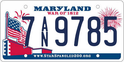 MD license plate 7AN9785
