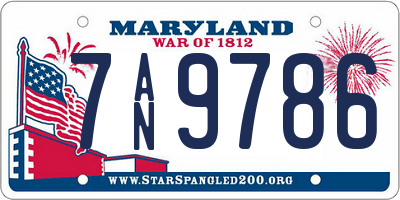 MD license plate 7AN9786