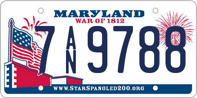 MD license plate 7AN9788
