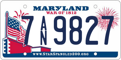 MD license plate 7AN9827