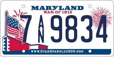 MD license plate 7AN9834